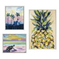 thumbnail image 1 of Kate and Laurel Sylvie Pineapple Study No 2, Apache Junction Sunset and Sunset Sea Turtle Framed Canvas Wall Art Set by Rachel Christopoulos, 3 Piece Set White, Colorful Tropical Beach Art for Wall, 1 of 6