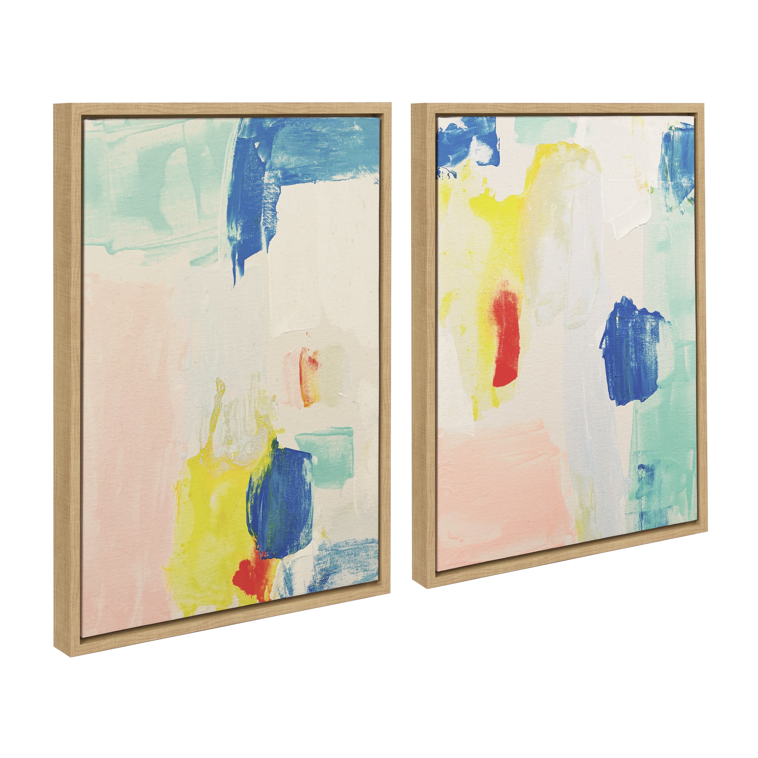 Natural Abstract Brushstrokes Canvas Wall Art Set, 18x24