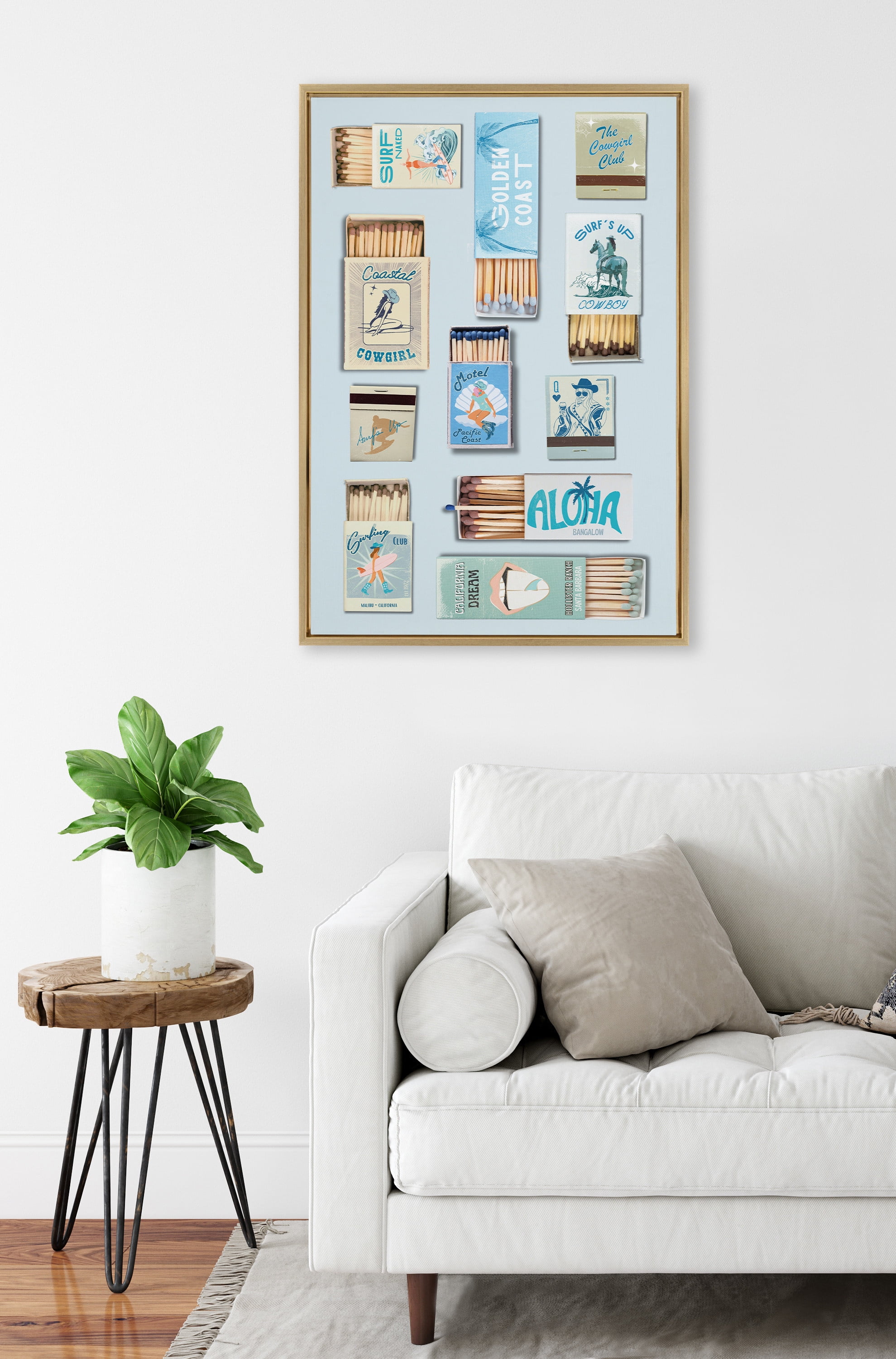 Kate and Laurel Sylvie Retro Matchbox Blue Coastal Cowgirl Framed ...
