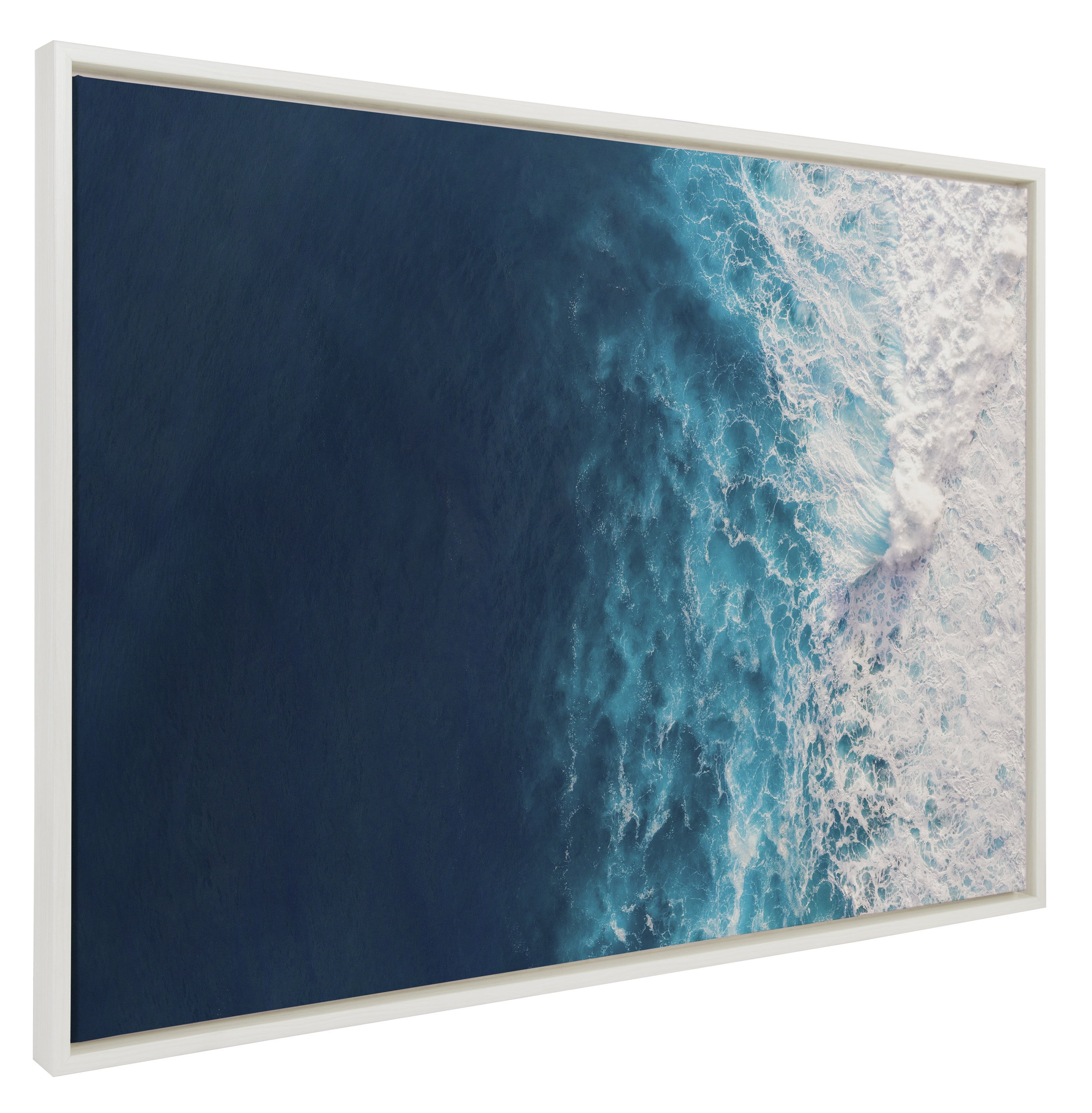 28" x 38" White Framed Coastal Seascape Canvas Print