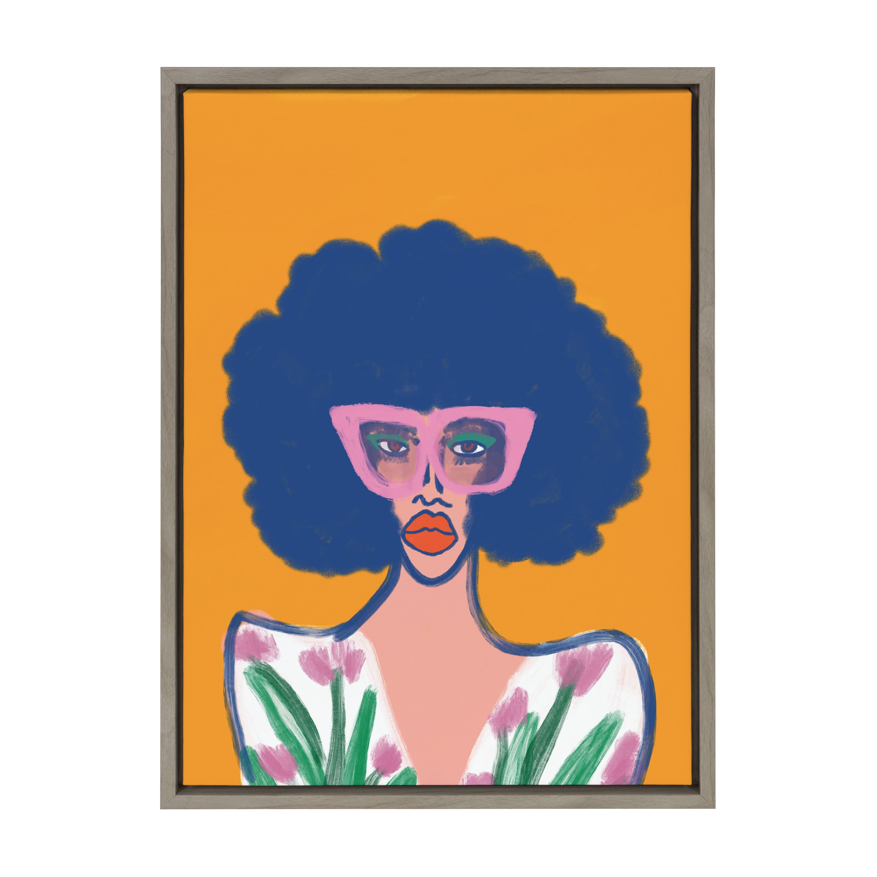 Springtime Fierceness Abstract Portrait Canvas with Gray Frame