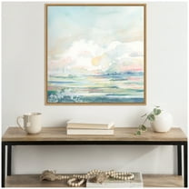 Kate and Laurel Sylvie Stillness Framed Canvas Wall Art by Julie Maida 30 x 30 Natural, Modern Coastal Contemporary, Neutral Landscape Art for Wall Decor, Living Room, Bedroom, Office, Kitchen