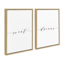 Kate and Laurel Sylvie Sweet Dreams Framed Canvas Wall Art Set by Maggie Price of Hunt and Gather Goods, 2 Piece Set 18x24 Natural, Quote Words Art Set