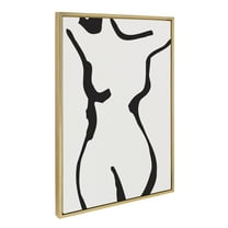 Kate and Laurel Sylvie Timeless Feminine Figural Drawing 1 Black and White Framed Canvas Wall Art by The Creative Bunch Studio, 23x33 Gold, Modern Abstract Body Line Drawing Wall Decor