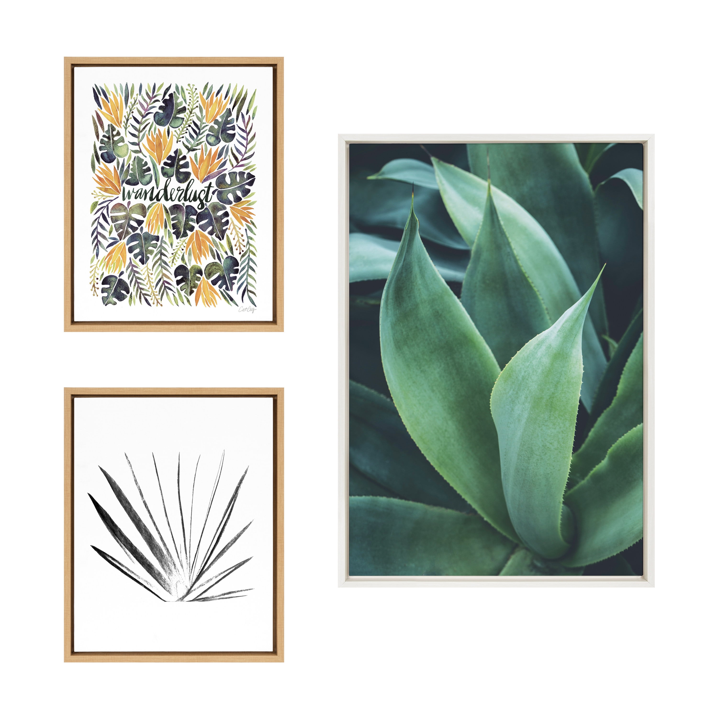 Kate and Laurel Sylvie Tropical Wanderlust Botanical Wall Art Collection by Cat  Coquillette, Teju Reval, and F2Images, Piece 16x20 and 23x33 Natural,  Succulent Art for Wall