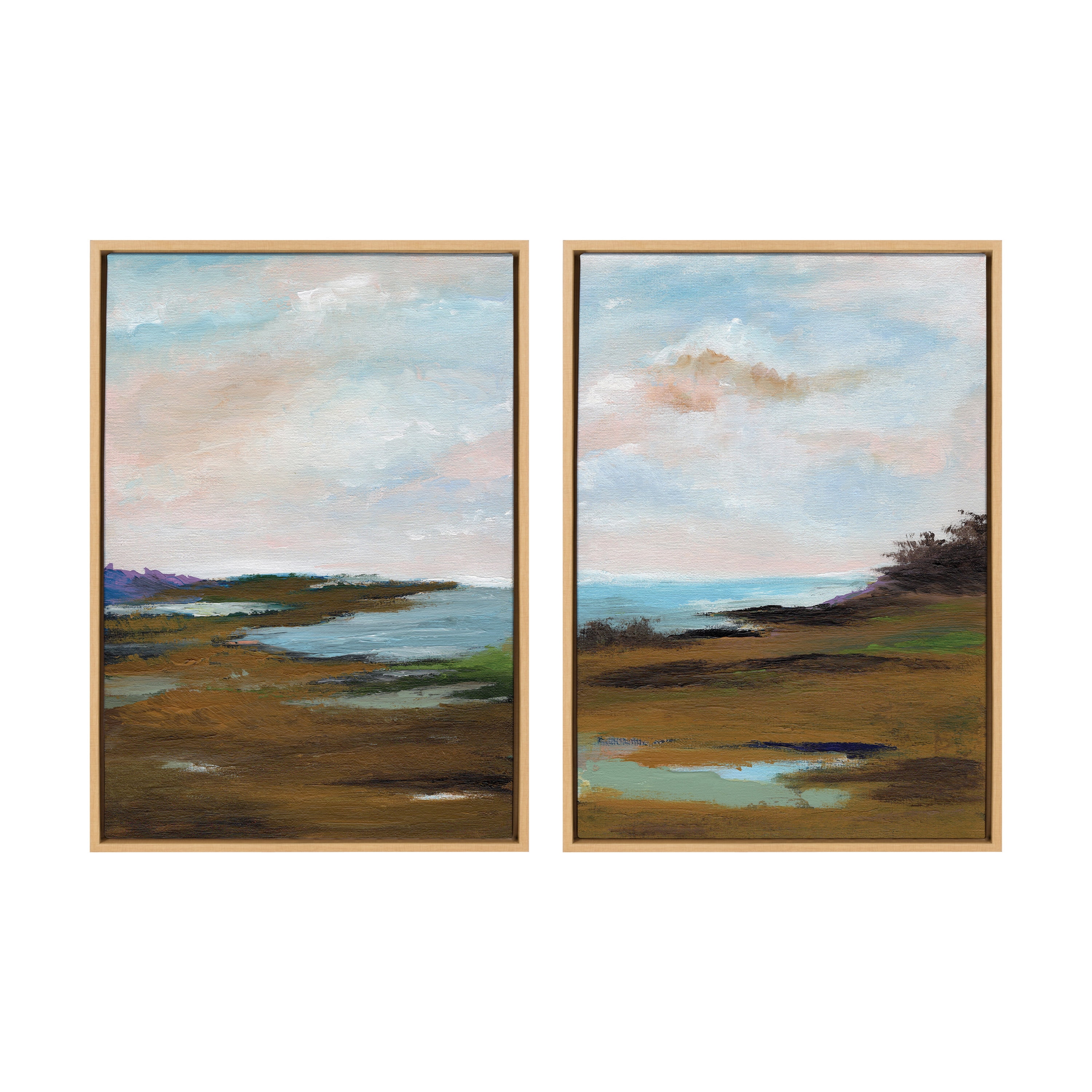 Natural Coastal Landscape Canvas Art Set, 18x24, 2 Pieces