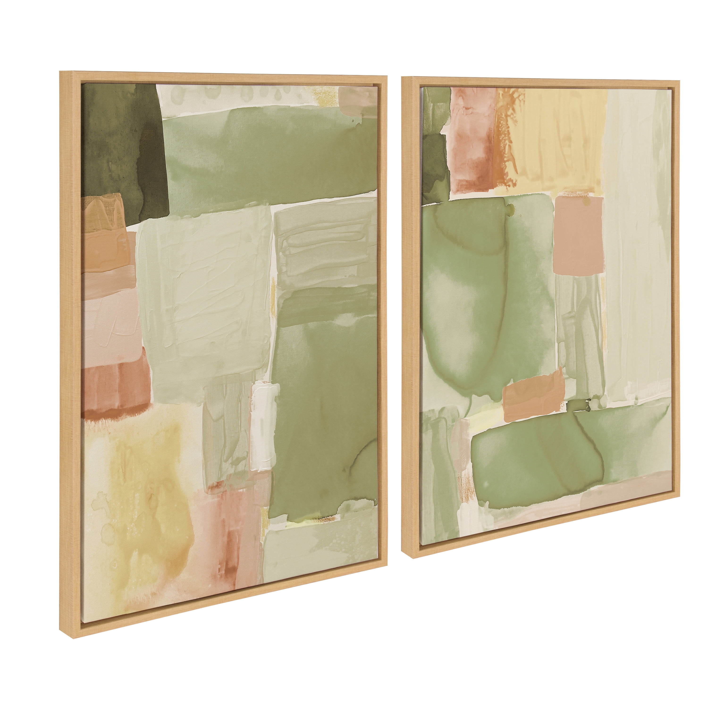 Natural Watercolor Abstract Canvas Art Set, 23x33, 2-Piece