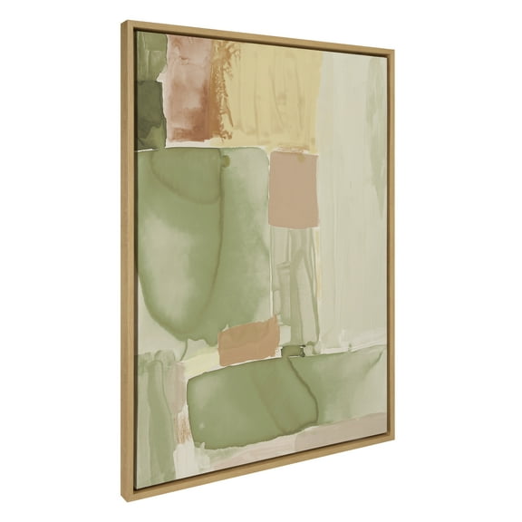Kate and Laurel Sylvie United Colors IV Framed Canvas Wall Art by Amy Lighthall, 28x38 Natural, Modern Soft Watercolor Abstract Art for Wall Home Decor