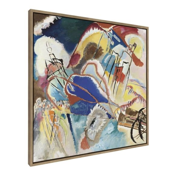Kate and Laurel Sylvie Vasily Kandinsky Improvisation No 30 Cannons 1913 Framed Canvas Wall Art by The Art Institute of Chicago, 30x30 Gold, Decorative Museum Series Art Print for Wall