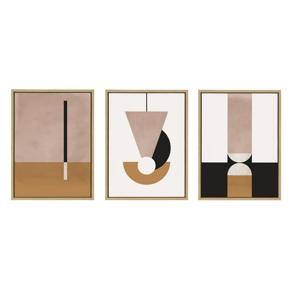 Kate and Laurel Sylvie Venice 1, 2 and 3 Framed Canvas Wall Art Set by Alexander Ginzburg, 3 Piece Set 18x24 Natural, Modern Abstract Colorful Art for Wall