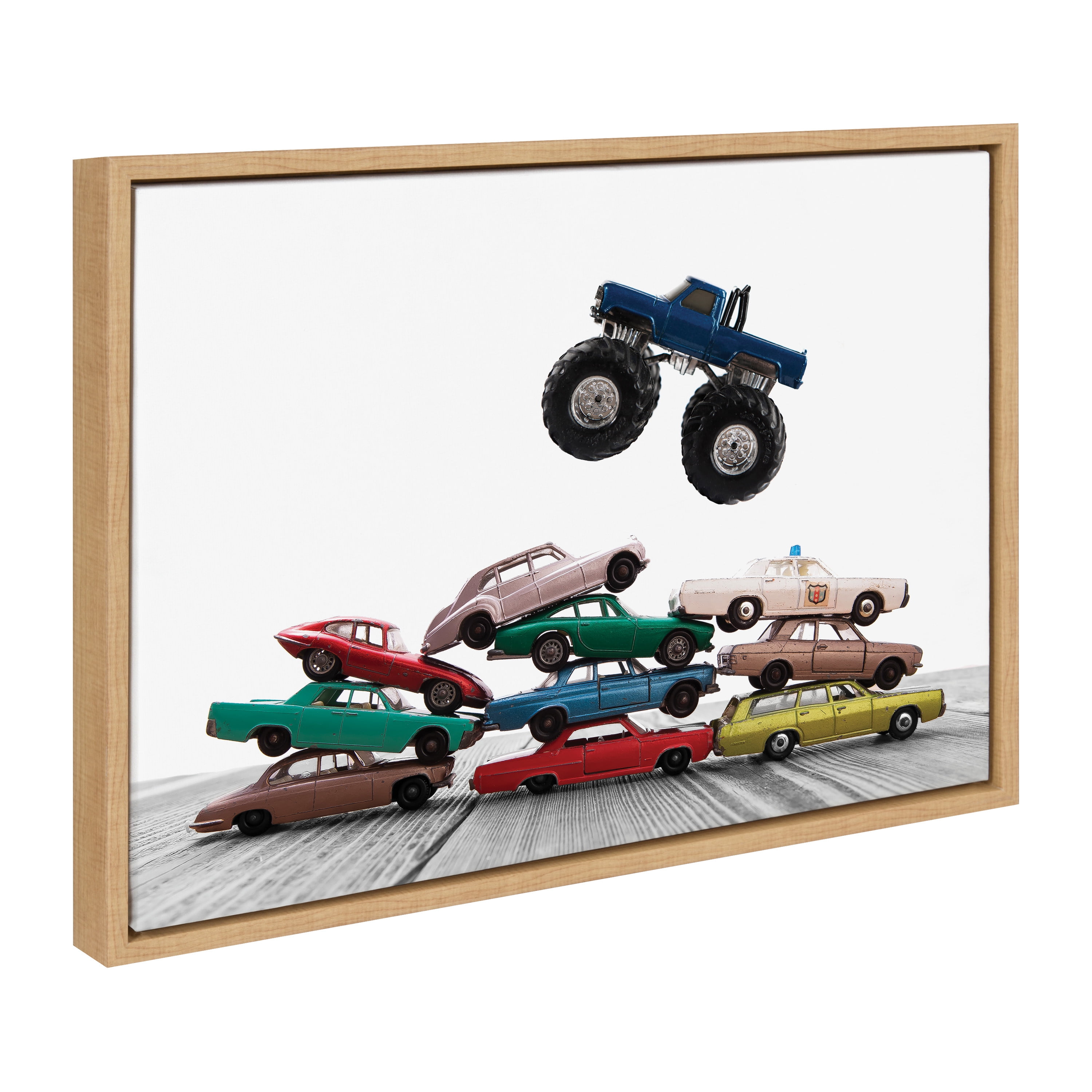 Colorful Vintage Toy Cars and Monster Truck Canvas Art for Kids