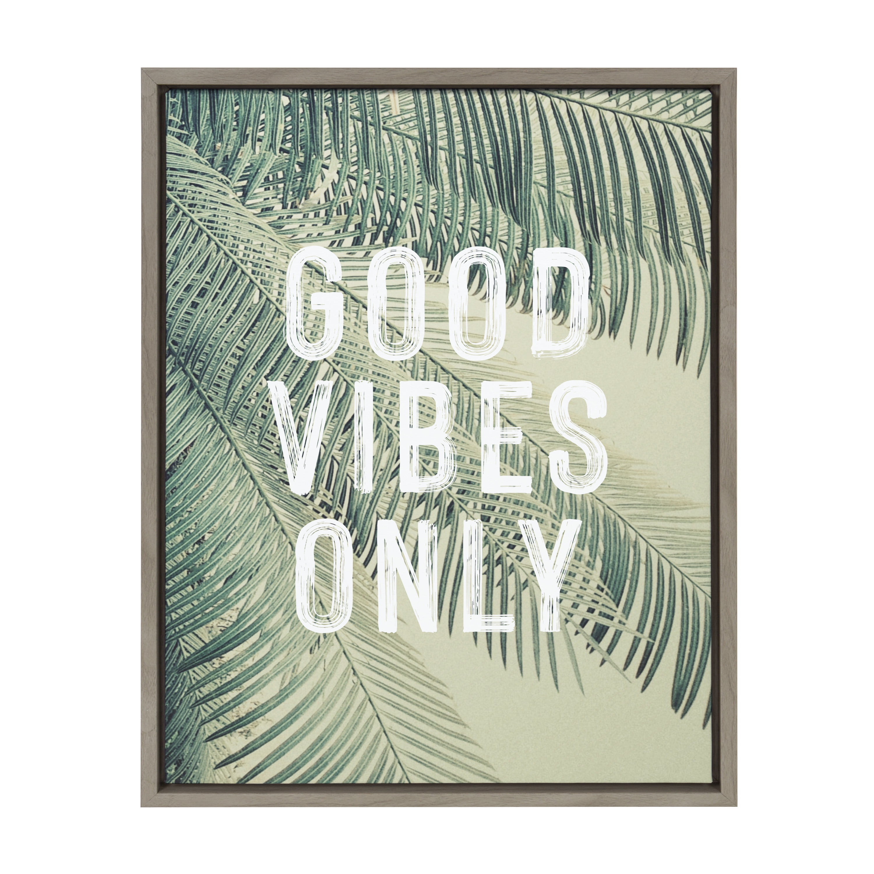 Vintage Tropical Palms Good Vibes Only Canvas Wall Art