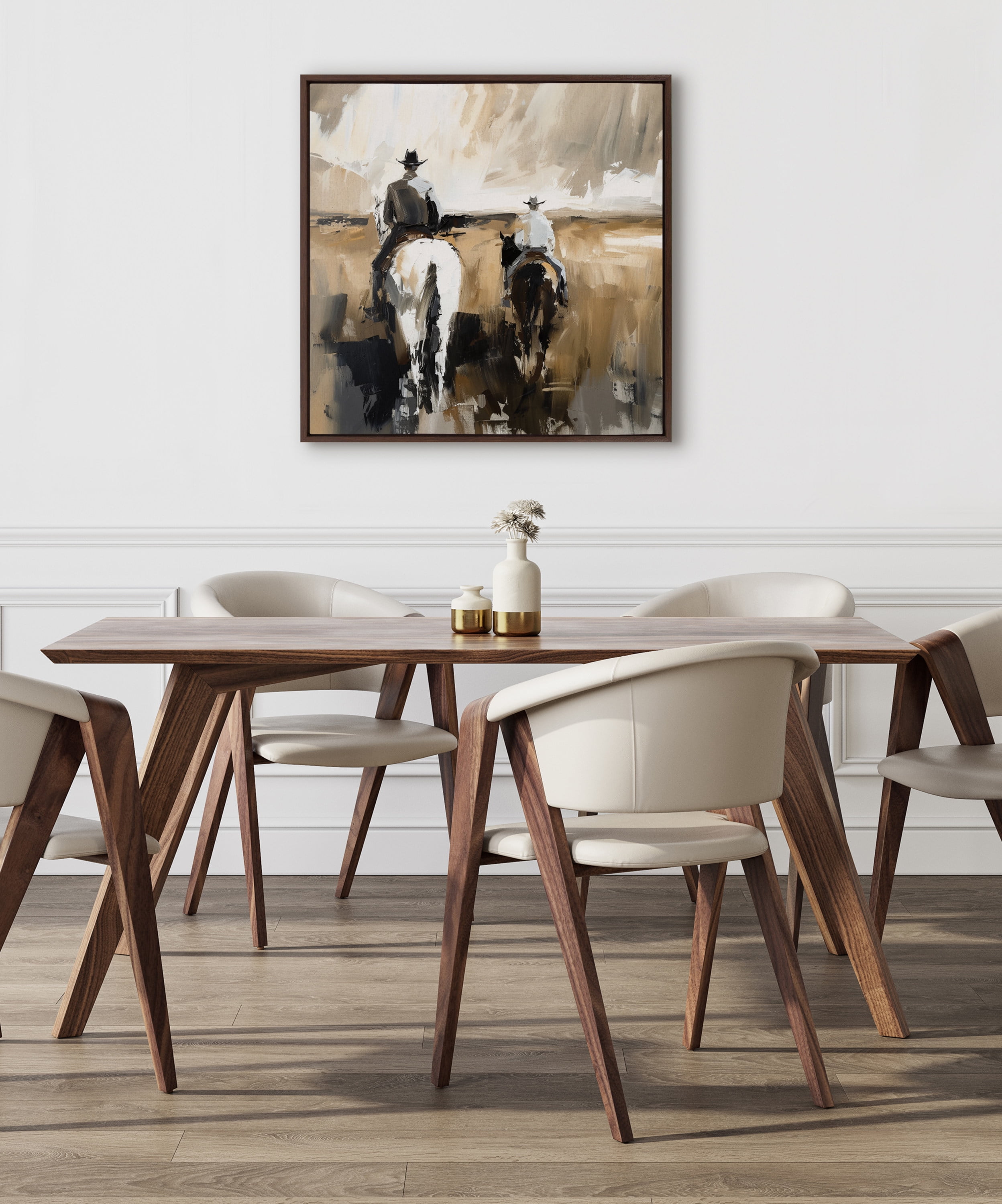 30" x 30" Brown Abstract Cowboy Canvas Wall Art