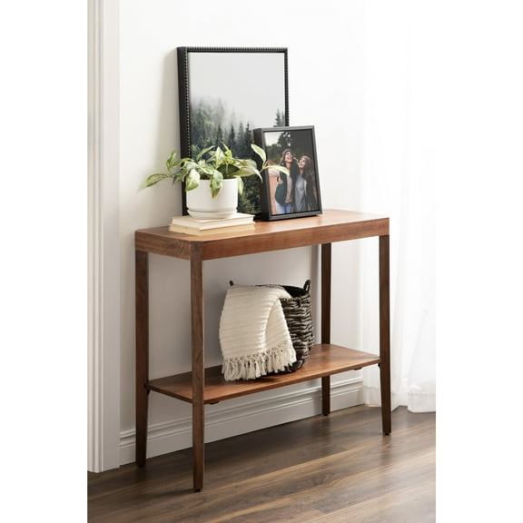 Kate and Laurel Talcott Modern Rectangle Wood Console Table, 36 x 14 x 33, Walnut Brown, Transitional Decorative Two-Tier Entryway Table for Use as a Behind Couch Table or a Bedroom Accent