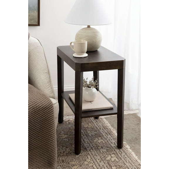 Kate and Laurel Talcott Modern Rectangle Wood Side Table, 22 x 14 x 26, Dark Brown, Transitional Decorative Two-Tier End Table for Use as a Bedroom Nightstand or Living Room Accent