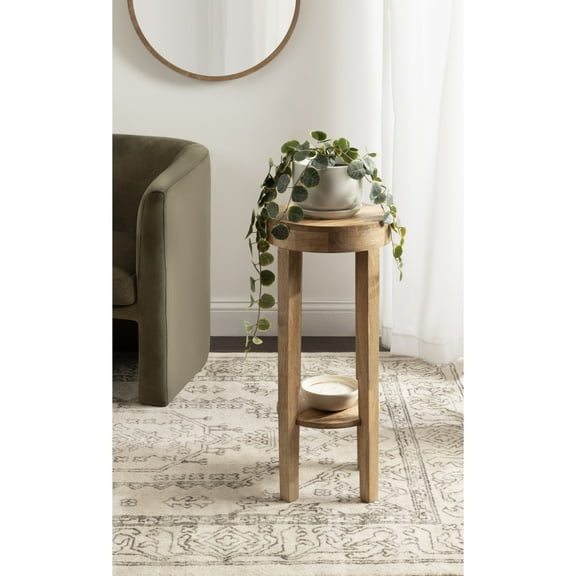 Kate and Laurel Talcott Modern Round Wood Side Table, 12 x 12 x 28, Natural Wood, Transitional Decorative Two-Tier End Table for Use as a Bedroom Nightstand or Living Room Plant Stand
