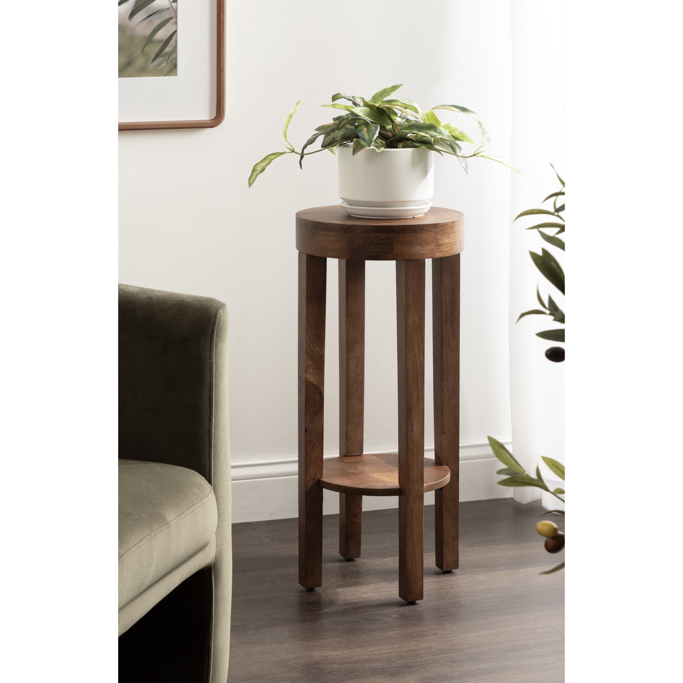 Kate and Laurel Talcott Modern Round Wood Side Table, 12 x 12 x 28 ...