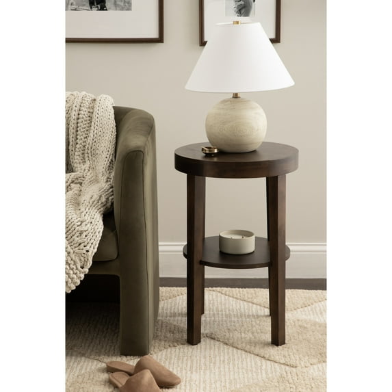 Kate and Laurel Talcott Modern Round Wood Side Table, 16 x 16 x 24, Dark Brown, Transitional Decorative Two-Tier End Table for Use as a Bedroom Nightstand or Living Room Plant Stand