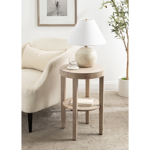 Kate and Laurel Talcott Modern Round Wood Side Table, 16 x 16 x 24, Light Natural, Transitional Decorative Two-Tier End Table for Use as a Bedroom Nightstand or Living Room Plant Stand Table