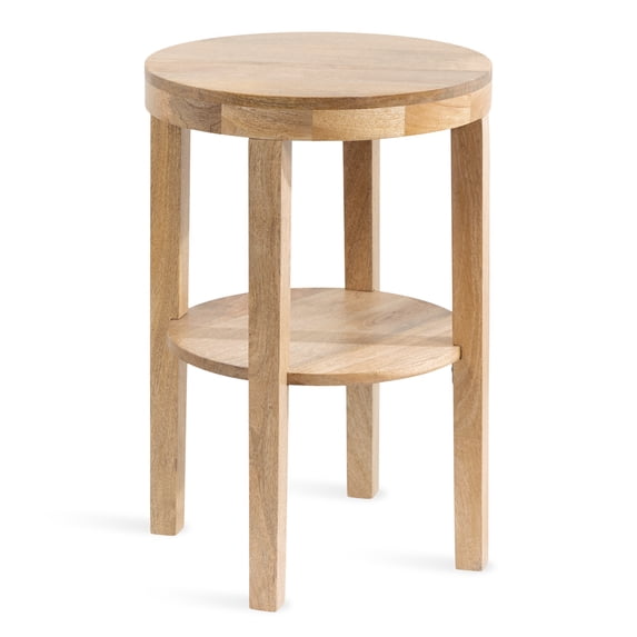 Kate and Laurel Talcott Modern Round Wood Side Table, 16 x 16 x 24, Natural Wood, Transitional Decorative Two-Tier End Table for Use as a Bedroom Nightstand or Living Room Accent