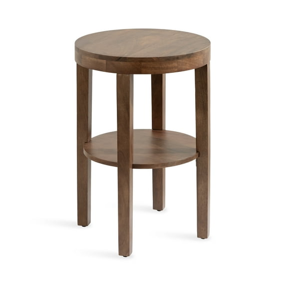 Kate and Laurel Talcott Modern Round Wood Side Table, 16 x 16 x 24, Walnut Brown, Transitional Decorative Two-Tier End Table for Use as a Bedroom Nightstand or Living Room Accent