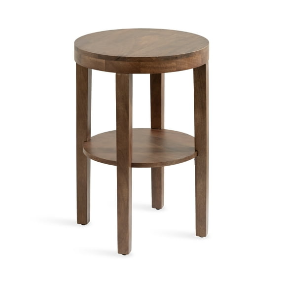 Kate and Laurel Talcott Modern Round Wood Side Table, 16 x 16 x 24, Walnut Brown, Transitional Decorative Two-Tier End Table for Use as a Bedroom Nightstand or Living Room Accent