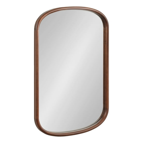 Kate and Laurel Talma Arched Oval Wall Mirror, 24 x 36, Dark Walnut, Transitional Capsule Mirror with Solid Poplar Wood Frame and Rounded Frame Profile