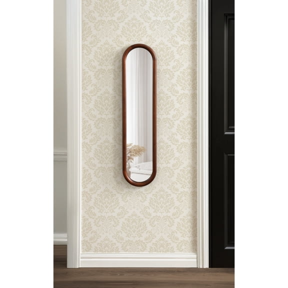 Kate and Laurel Talma Modern Slim Panel Wall Mirror, 9 x 36, Walnut Brown, Transitional Narrow Mirror for Use as Versatile Entryway or Bedroom Wall Decor