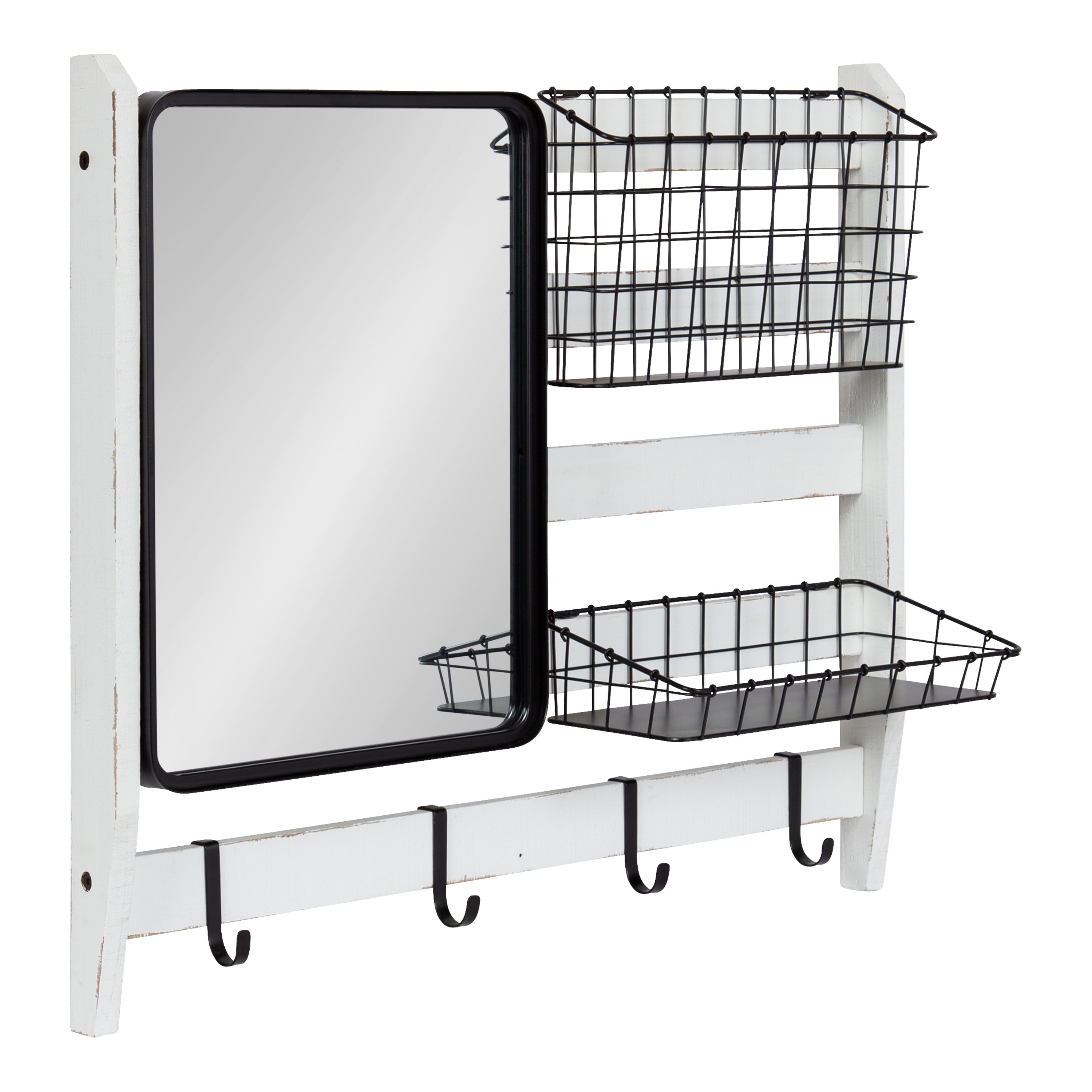 White wall organizer with hooks sale