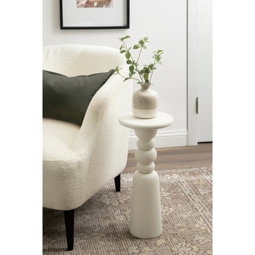 Kate and Laurel Tirollo Modern Round Drink Table, 10 x 10 x 22, White, Decorative Living Room Mini Table with Turned Base for Use as Indoor Plant Stand or Accent Pedestal Table