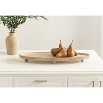 Kate and Laurel Tomaz Modern Decorative Mango Wood Oval Footed Tray, 23 x 7, Light Natural, Transitional Food-Safe Wooden Coffee Table Tray with Elevated Design and Unique Oval Shape