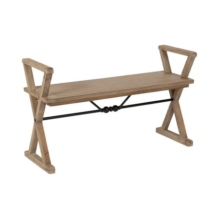 Kate and Laurel Travere Modern Farmhouse Wood and Metal Bench, 43 x 15 x 26, Rustic Brown, Contemporary Indoor Mudroom or Entryway Bench for Seating and Display