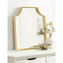 Kate and Laurel Travis Modern Scalloped Arch Wall Mirror, 26 x 28, Gold, Decorative Scallop Arched Bathroom Mirror for Over Sink or for Use as Living Room Wall Decor Accent