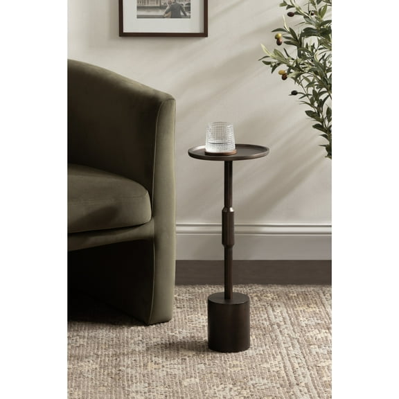 Kate and Laurel Truxton Modern Round Metal Drink Table, 9 x 9 x 22, Bronze, Transitional Cast Aluminum Pedestal Table for Use as Indoor Plant Stand or Living Room Decor