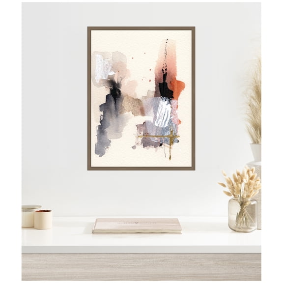 Kate and Laurel Urban Wanderer 1 Framed Canvas Wall Art by Xizhou Xie 18 x 24 Sylvie Dark Gold, Modern Contemporary, Abstract Art for Wall Decor, Living Room Bedroom