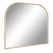 Kate and Laurel Valenti Contemporary Wide Arched Wooden Wall Mirror, 34 x 28, Natural Wood, Sophisticated Modern Transitional Round Arch Mirror with Narrow Frame