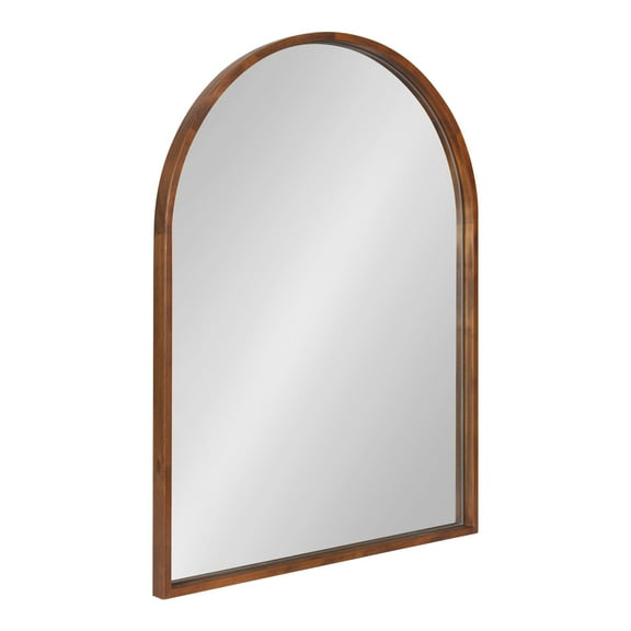 Kate and Laurel Valenti Mid-Century Modern Arched Wall Mirror, 24 x 32, Walnut Brown, Sophisticated Modern Arch Mirror for Use as Bathroom Mirror for Vanity or Fireplace Mantel Mirror