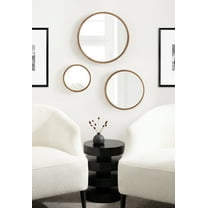 Kate and Laurel Valenti Modern Wooden Round Wall Mirror Set, Set of 3, Varying Sizes, Natural Rustic, Decorative Three-Piece Circle Mirror Set for Use as Bathroom Mirror Decor or Gallery Wall Mirrors