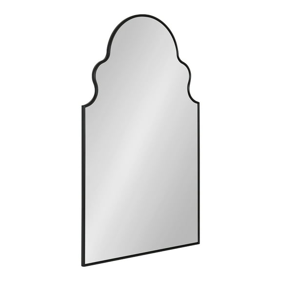 Kate and Laurel Vania Moroccan Arch Decorative Wall Mirror, 20 x 34, Black, Modern Arched Scalloped Boho Mirror with Large Size for Stunning Home Decor