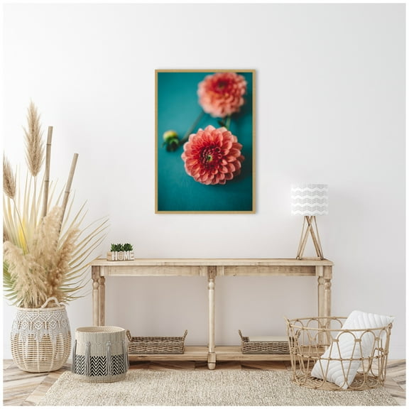 Kate and Laurel Vibrant Pink Dahlia Floral Framed Canvas Wall Art  by Patricia Rae 23 x 33 Sylvie Bright Gold, Modern Contemporary, Flowers, Nature Art for Wall Decor, Living Room Bedroom