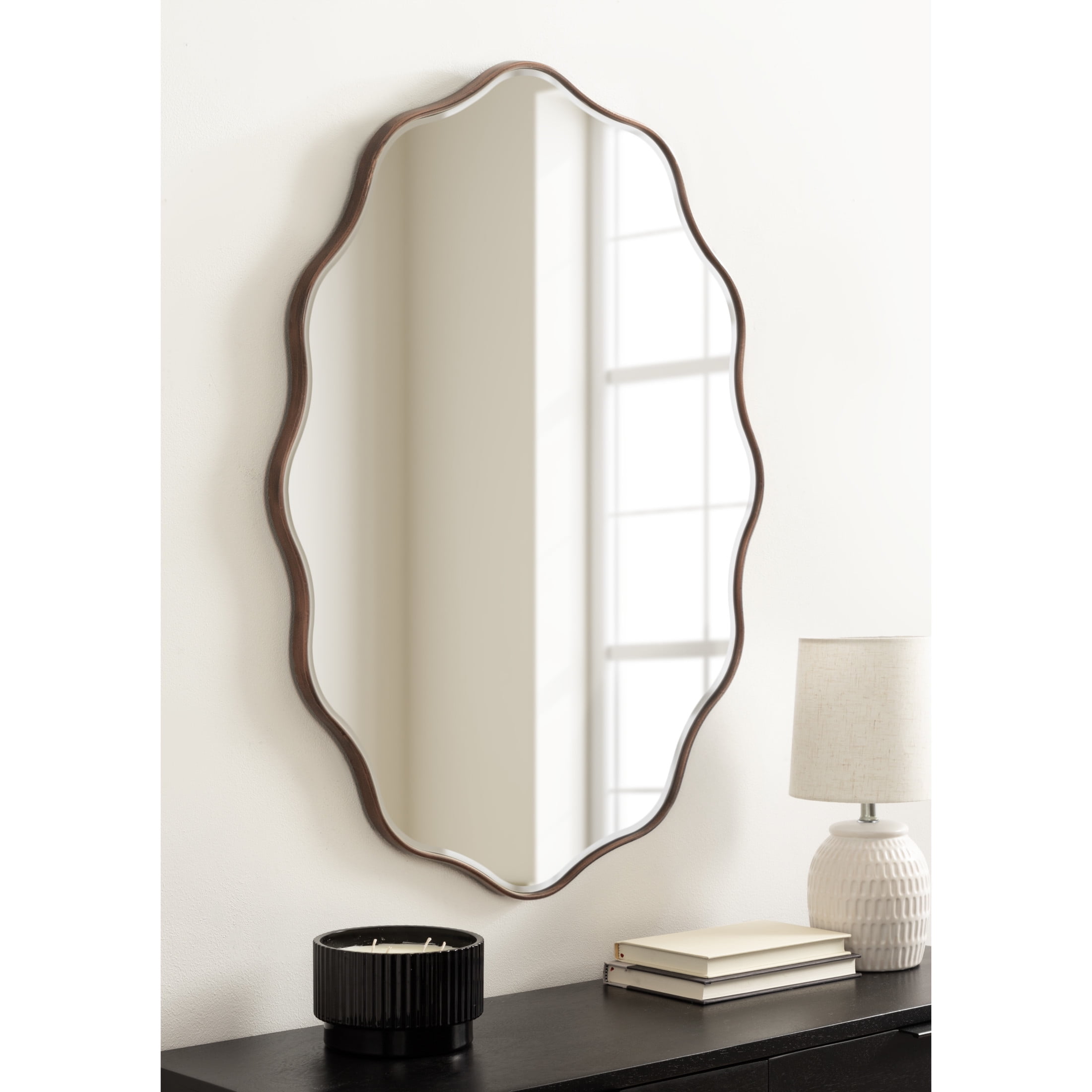 Kate and Laurel Viona Modern Scalloped Oval Mirror, 24 x 34, Bronze ...