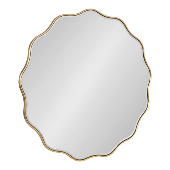 Kate and Laurel Viona Modern Scalloped Round Mirror, 32 Inch Diameter, Gold, Decorative Circle Wall Mirror with Unique Rippled Edge and a Glamorous Gold Finish
