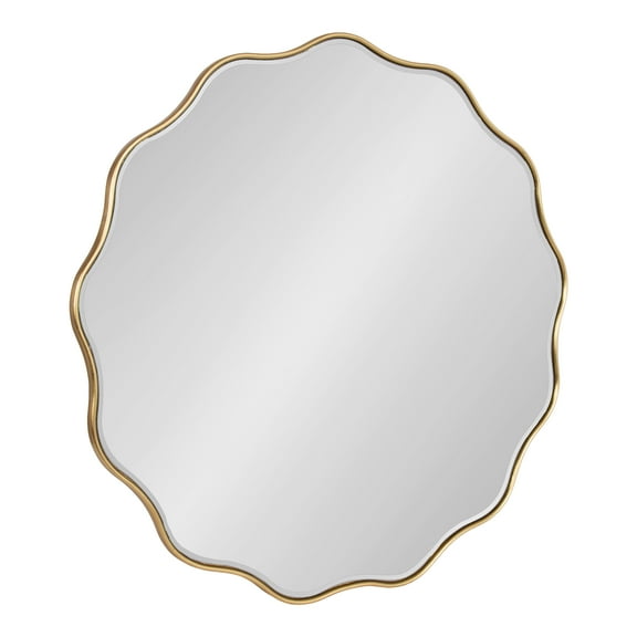 Kate and Laurel Viona Modern Scalloped Round Mirror, 32 Inch Diameter, Gold, Decorative Circle Wall Mirror with Unique Rippled Edge and a Glamorous Gold Finish