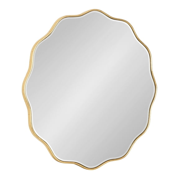 Kate and Laurel Viona Modern Scalloped Wall Mirror, 26 Inch Diameter, Gold, Decorative Round Wall Mirror with Unique Rippled Edge and a Glamorous Silver Finish