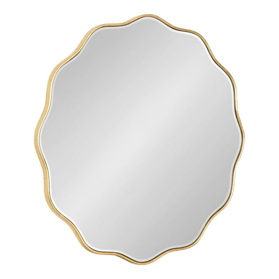 Kate and Laurel Viona Modern Scalloped Wall Mirror, 26 Inch Diameter, Gold, Decorative Round Wall Mirror with Unique Rippled Edge and a Glamorous Silver Finish