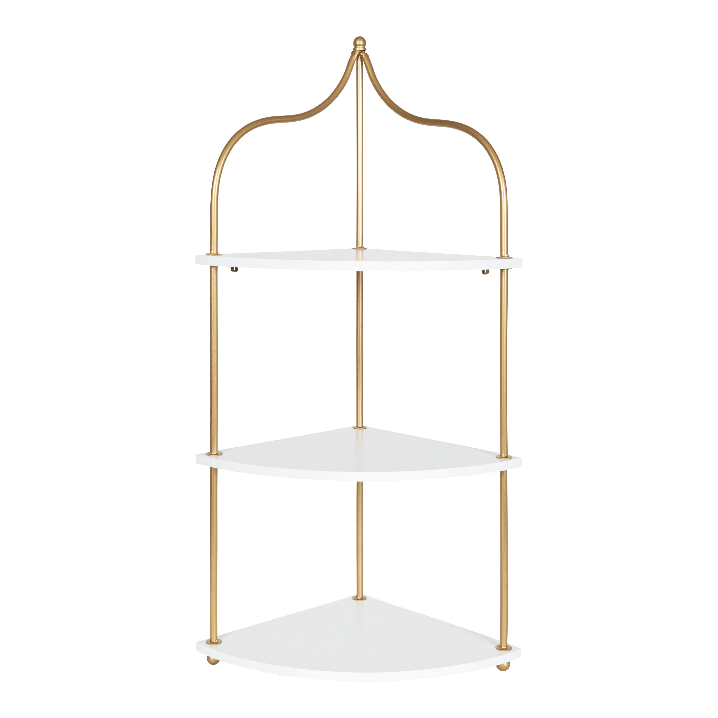 Kate & Laurel Walters Glam Corner Shelf, White/Gold, 17x12x35, Wall ...
