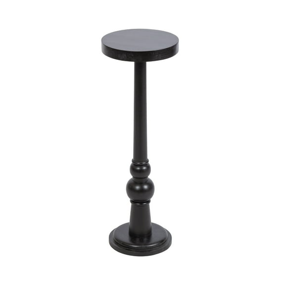 Kate and Laurel Wegner Traditional Wooden Round Drink Table, 8 x 23, Black, Elegant and Durable Pedestal Table for Use as Small Drink Table, Plant Stand, or Decorative Item Display