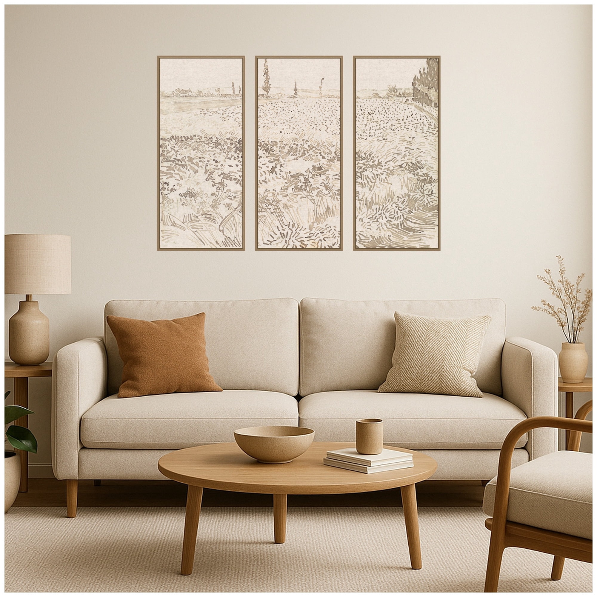 Kate Fielding Kate and Laurel Wheat Field Vincent Van Gogh 3 Piece Framed Canvas Wall ...