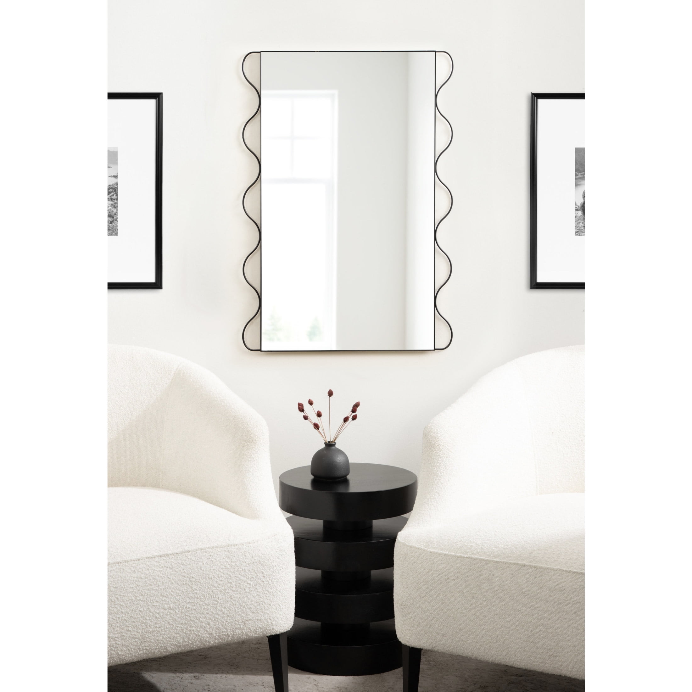 Wriggle Black Metal Framed Rectangular Vanity Mirror