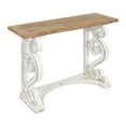 thumbnail image 1 of Kate and Laurel Wyldwood Country French Solid Wood Console table - Rustic/White legs - Natural Wood top 42 Inches Wide x 14 Inches Deep x 30 Inches Tall, 1 of 5